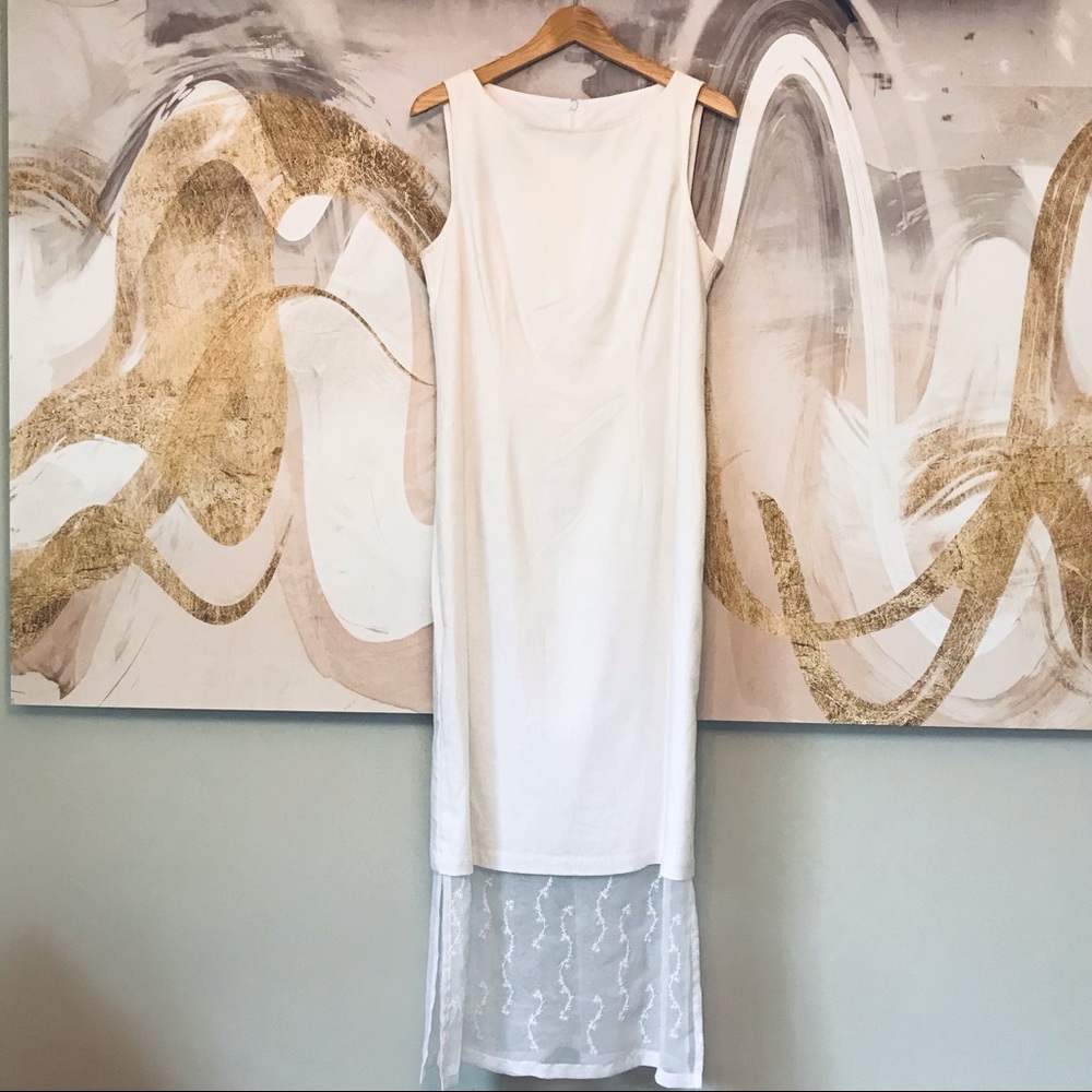 LORI M COLLECTION | Elegant White Linen Maxi Dress Size 12